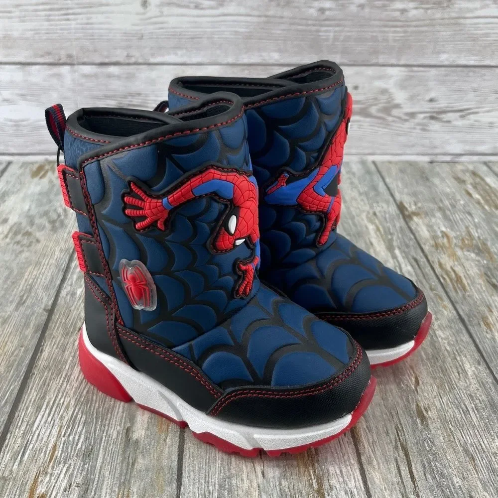 Baby Toddler Boy’s Spider-Man Light Up Winter Snow Boots Shoes Size 7
